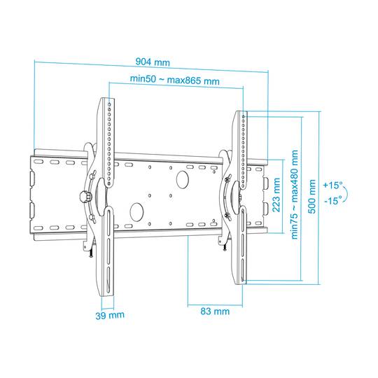 Supporto a parete inclinabile per schermo TV da 37