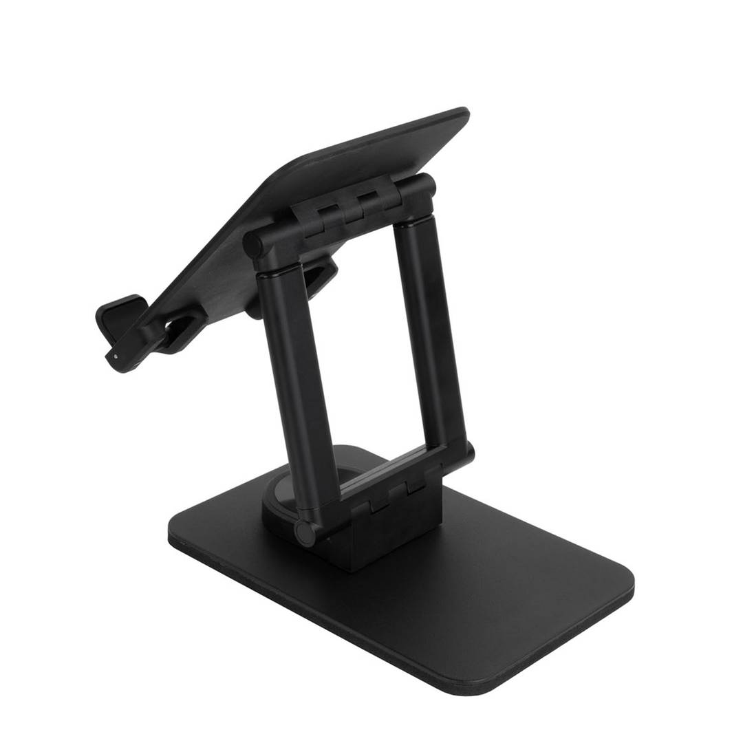 Black aluminum riser support for smartphones and tablets up to 12.9