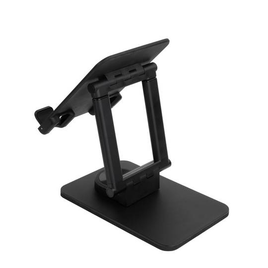 Black aluminum riser support for smartphones and tablets up to 12.9