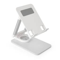 Suport elevador d'alumini color blanc per a smartphones i tauletes fins a 12.9"