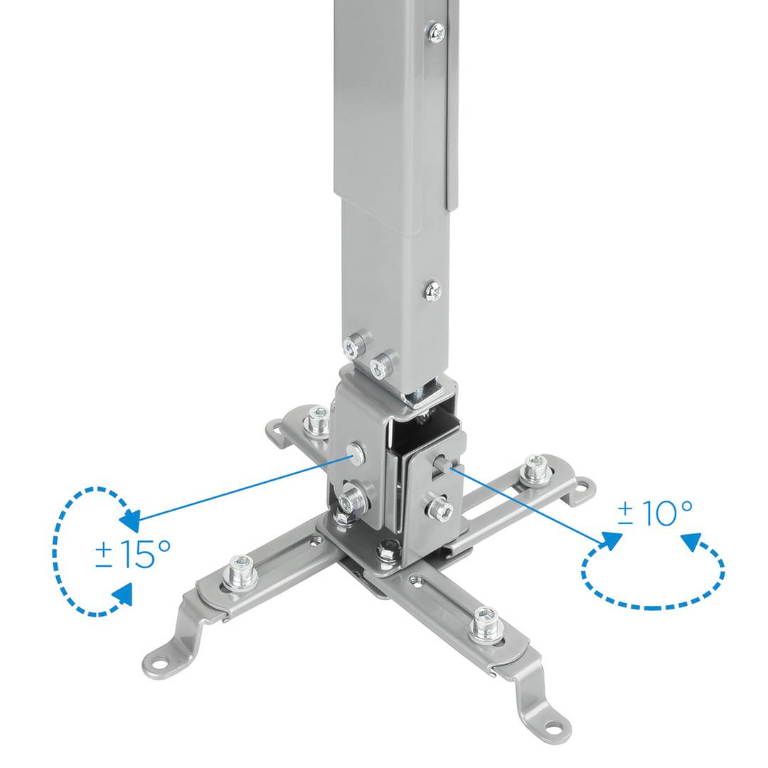 Suporte de teto com mastro 13cm 43cm 65cm para projetor 20 Kg prata