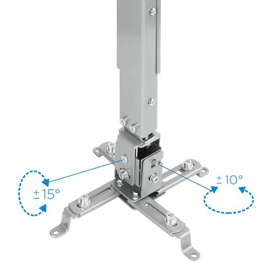 Suporte de teto com mastro 13cm 43cm 65cm para projetor 20 Kg prata