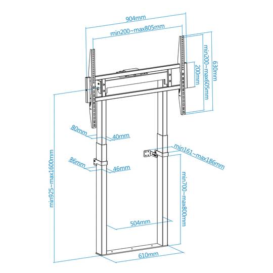 Suporte de fixação de chão e parede para TV LCD LED de ecrã plano motorizado de 55