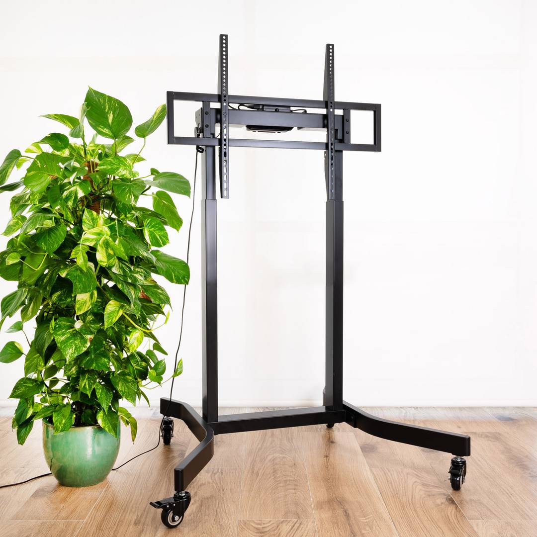 Suporte de chão com rodas para TV LCD LED de ecrã plano motorizado de 55