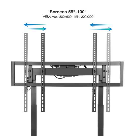 Suporte de chão com rodas para TV LCD LED de ecrã plano motorizado de 55