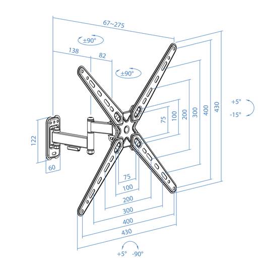 Support mural pour écran LCD pour téléviseur articulé de 13