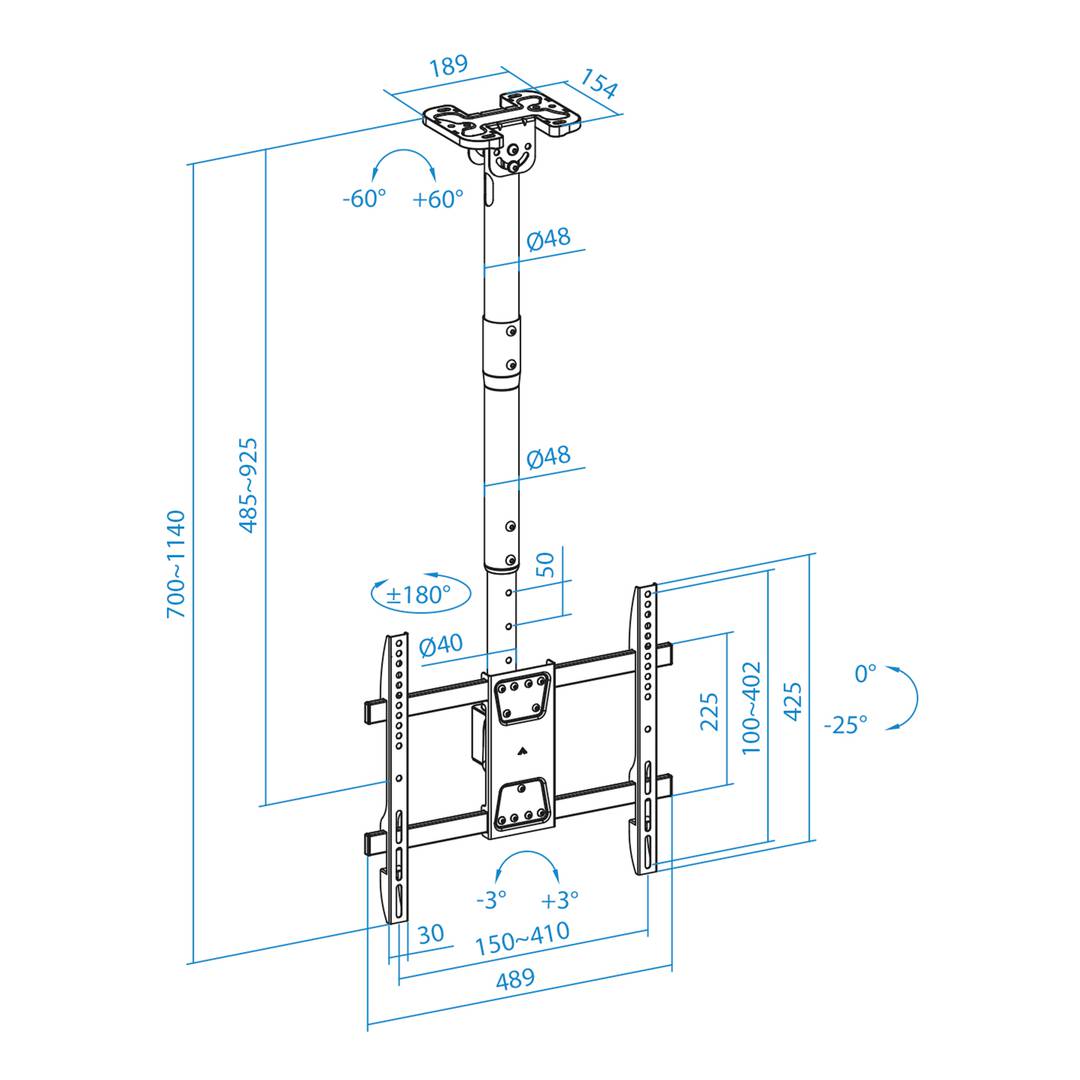 Suporte de tecto para ecrã plano de 32