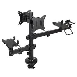 Support de table réglable pour 2 écrans et 2 PLV 17" - 32" VESA 75x75 et 100x100