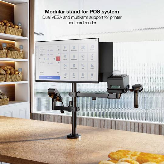 Verstelbare tafelsteun voor 2 schermen en 2 17