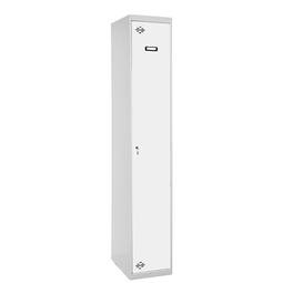 Taquilla consigna de metall d'1 mòdul de 1 compartiment 1800 x 300 x 500 mm de Simonrack color gris i blanc