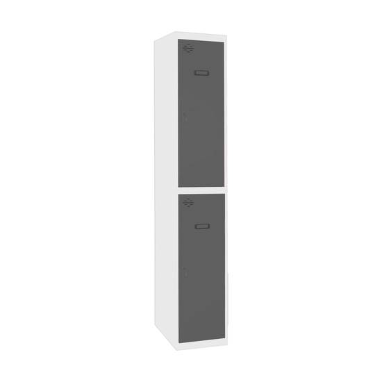 Taquilla consigna de metal de 1 módulo de 2 compartimentos 1800 x 300 x 500 mm Simonlocker Simonrack color blanco y antracita