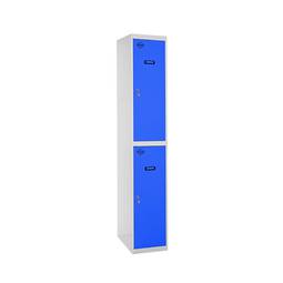 Metalowa szafka do przechowywania 1 modułu z 2 przegródkami 1800 x 300 x 500 mm firmy RackMatic w kolorze szarym i niebieskim