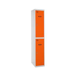 Taquilla consigna de metal de 1 módulo de 2 compartimentos 1800 x 300 x 500 mm Simonlocker Simonrack color gris y naranja