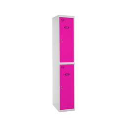 Taquilla consigna de metall d'1 mòdul de 2 compartiments 1800 x 300 x 500 mm de Simonrack color gris i rosa
