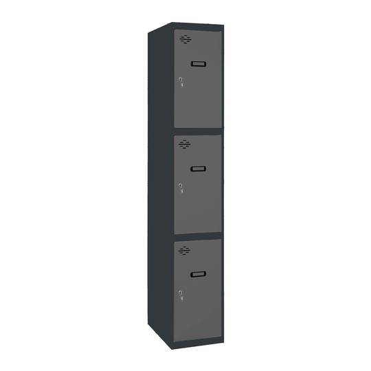 Taquilla consigna de metal de 1 módulo de 3 compartimentos 1800 x 300 x 500 mm Simonlocker Simonrack color antracita y antracita