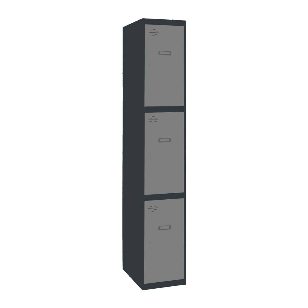 1-module metal storage locker with 3 compartments 1800 x 300 x 500 mm by Simonrack anthracite and gray color