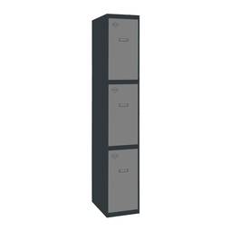 1-Modul-Metallschließfach mit 3 Fächern 1800 x 300 x 500 mm von RackMatic in den Farben Anthrazit und Grau