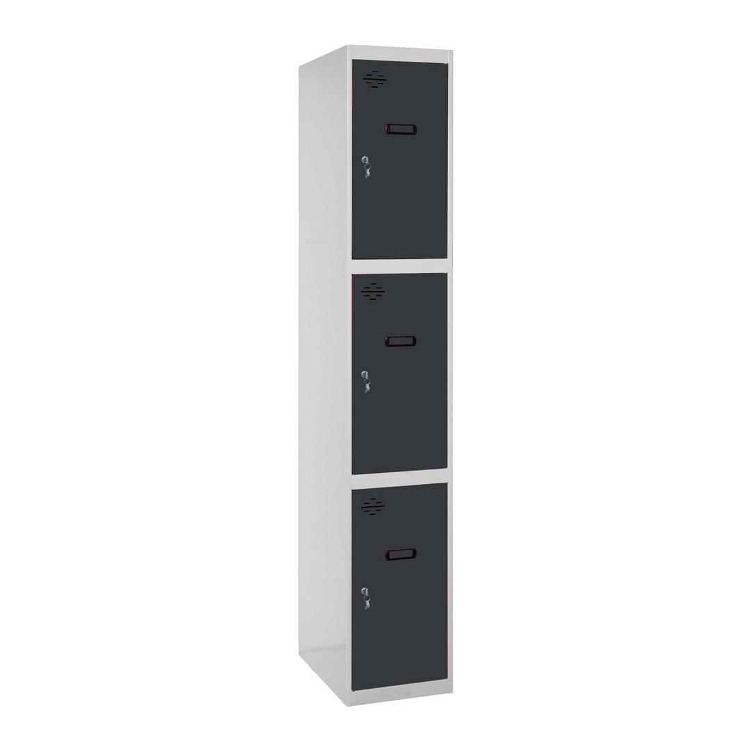 Taquilla consigna de metal de 1 módulo de 3 compartimentos 1800 x 300 x 500 mm Simonlocker Simonrack color gris y antracita