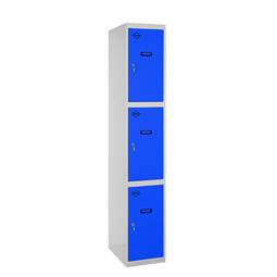 Metalowa szafka do przechowywania 1 modułu z 3 przegrodami 1800 x 300 x 500 mm firmy RackMatic w kolorze szarym i niebieskim
