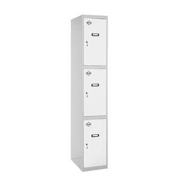 Metalowa szafa magazynowa 1 moduł z 3 przegrodami 1800 x 300 x 500 mm firmy RackMatic w kolorze szarym i białym