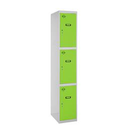 Metalowa szafka magazynowa 1 moduł z 3 przegrodami 1800 x 300 x 500 mm firmy RackMatic w kolorze szarym i zielonym