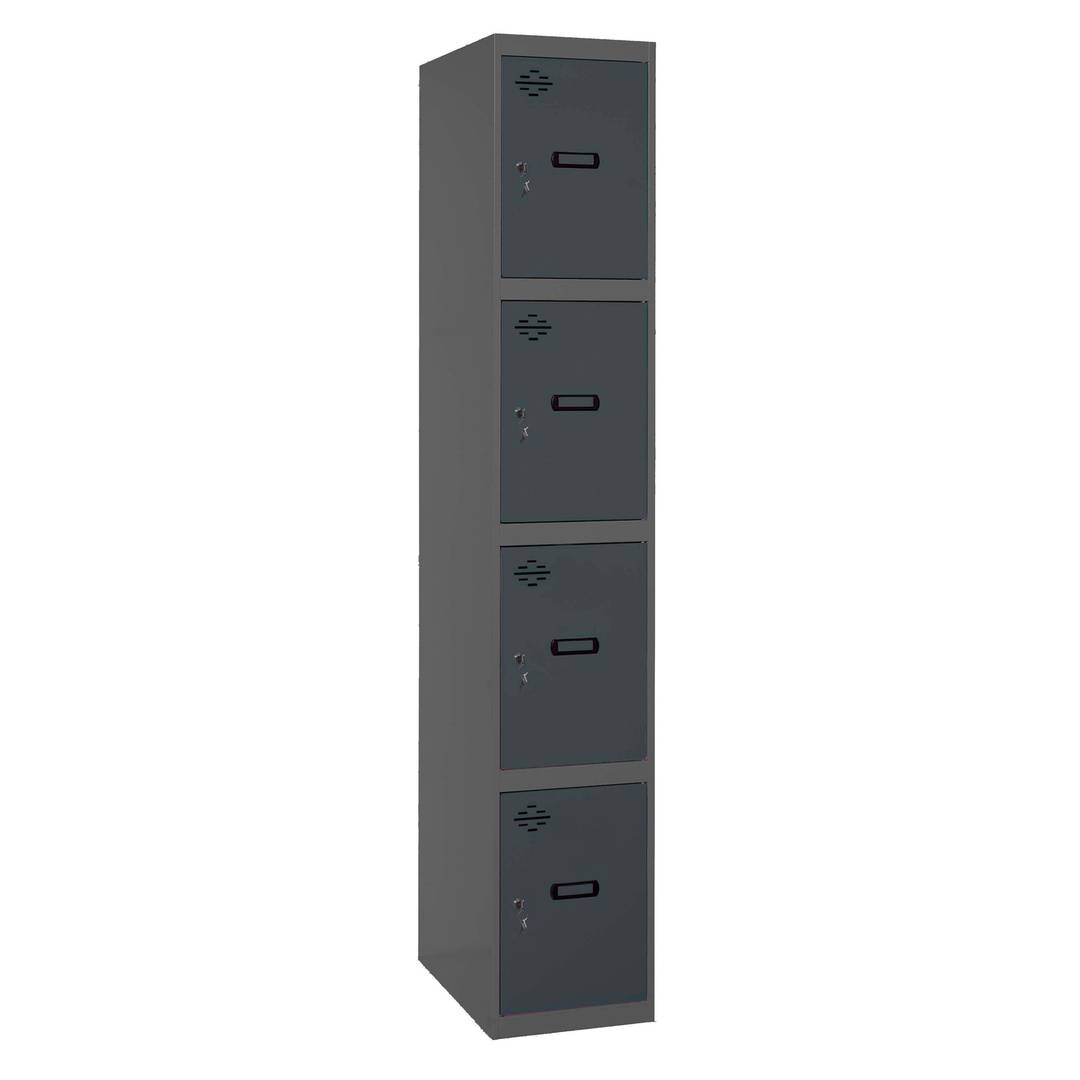 Taquilla consigna de metall d'1 mòdul de 4 compartiments 1800 x 300 x 500 mm de Simonrack color antracita i antracita