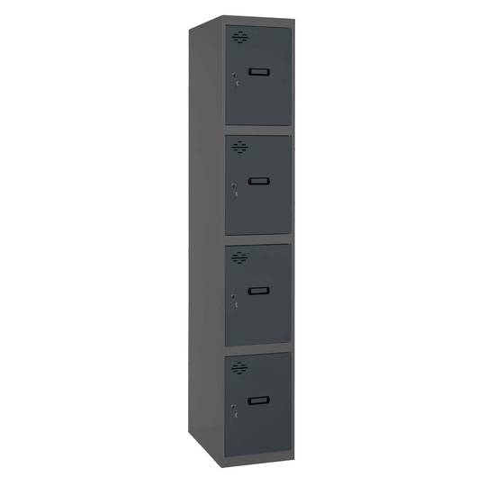 Taquilla consigna de metall d'1 mòdul de 4 compartiments 1800 x 300 x 500 mm de Simonrack color antracita i antracita