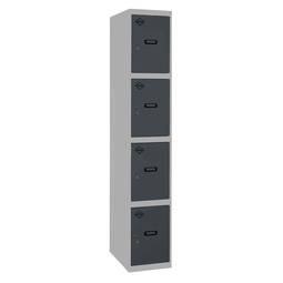 Metal storage locker of 1 module with 4 compartments 1800 x 300 x 500 mm by Simonrack in gray and anthracite color