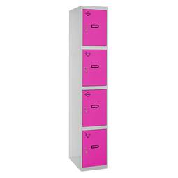 Metal storage locker of 1 module with 4 compartments 1800 x 300 x 500 mm by Simonrack in gray and pink color