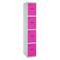 Taquilla consigna de metall d'1 mòdul de 4 compartiments 1800 x 300 x 500 mm de Simonrack color gris i rosa