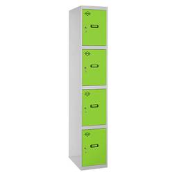 1-module metal locker with 4 compartments 1800 x 300 x 500 mm by Simonrack in gray and green