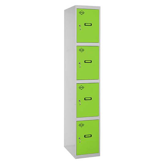 Armário de metal de 1 módulo com 4 compartimentos 1800 x 300 x 500 mm da RackMatic em cinza e verde