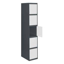 Metalowa szafka magazynowa z 1 modułem z 5 przegródkami 1800 x 300 x 500 mm firmy RackMatic w kolorze antracytowym i białym