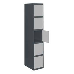 Metalowa szafka magazynowa 1 moduł z 5 przegródkami 1800 x 300 x 500 mm firmy RackMatic w kolorze antracytowym i szarym