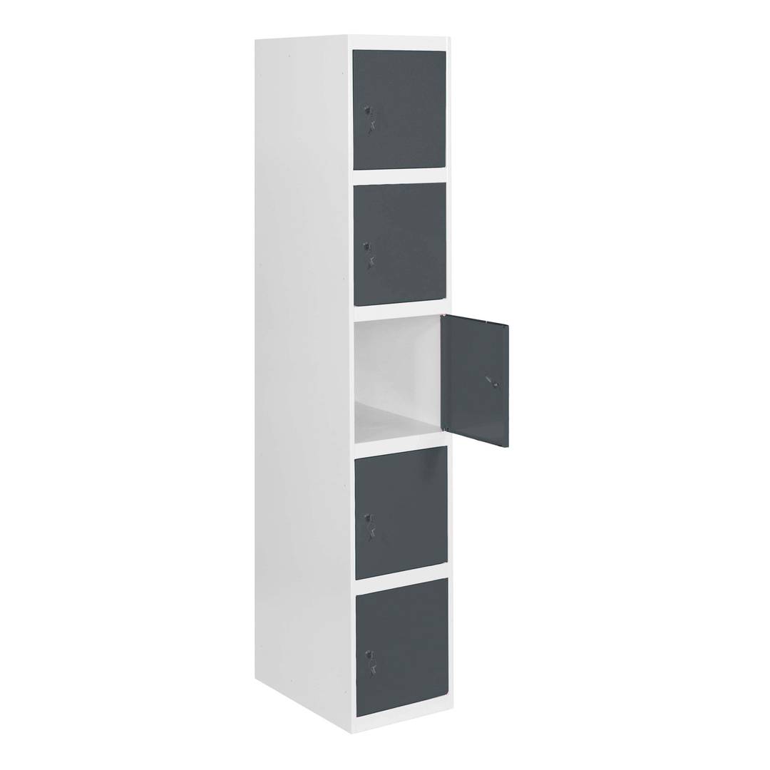 Aufbewahrungsschrank aus Metall mit 1 Modul und 5 Fächern 1800 x 300 x 500 mm von RackMatic, Farbe Weiß und Anthrazit