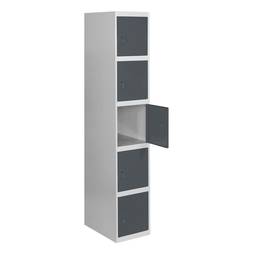 Metalowa szafa magazynowa z 1 modułem z 5 przegrodami 1800 x 300 x 500 mm firmy RackMatic w kolorze szarym i antracytowym