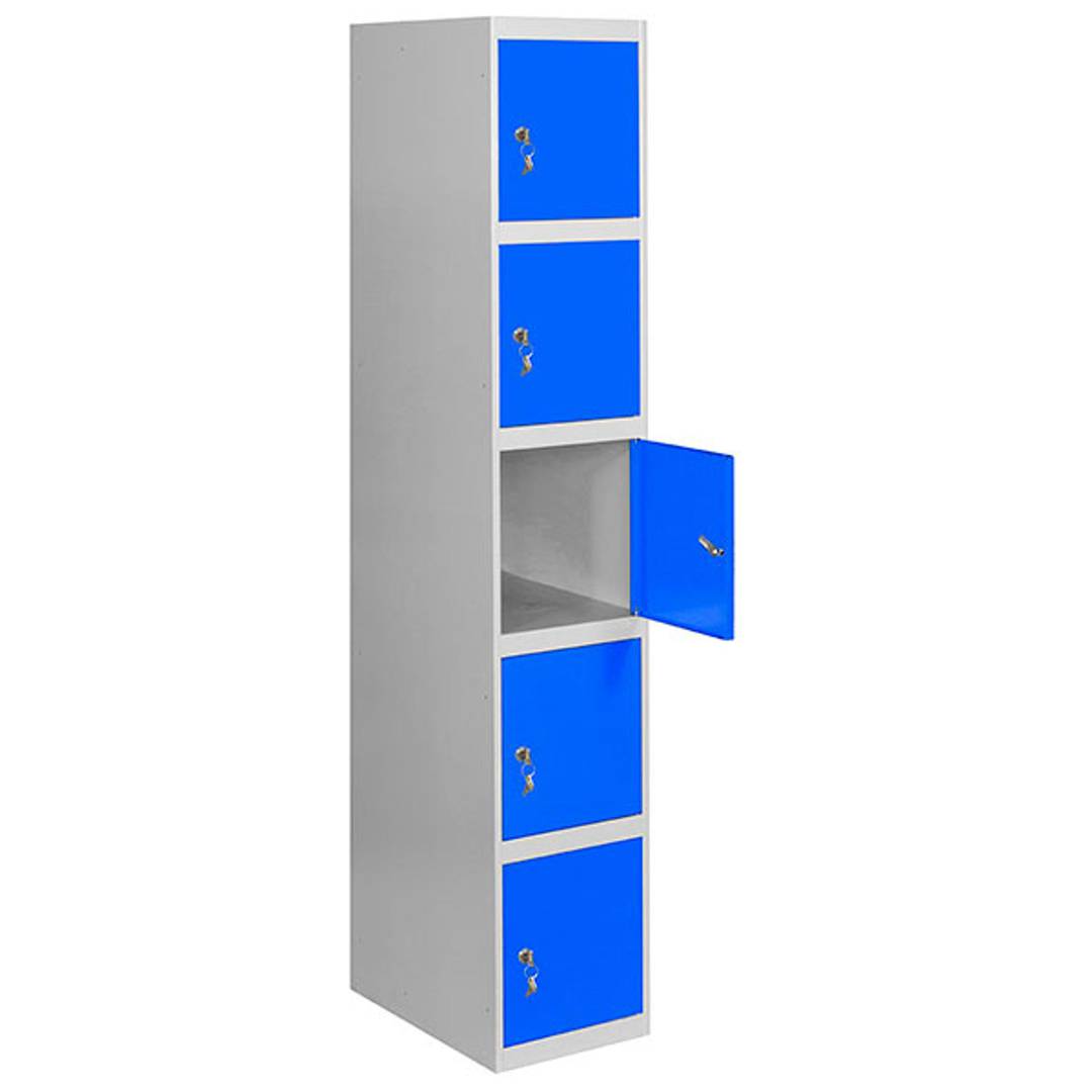 Metalen opbergkast met 1 module met 5 vakken 1800 x 300 x 500 mm van RackMatic in grijze en blauwe kleur