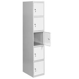 Casier de rangement en métal avec 1 module à 5 compartiments 1800 x 300 x 500 mm de RackMatic de couleur gris et blanc