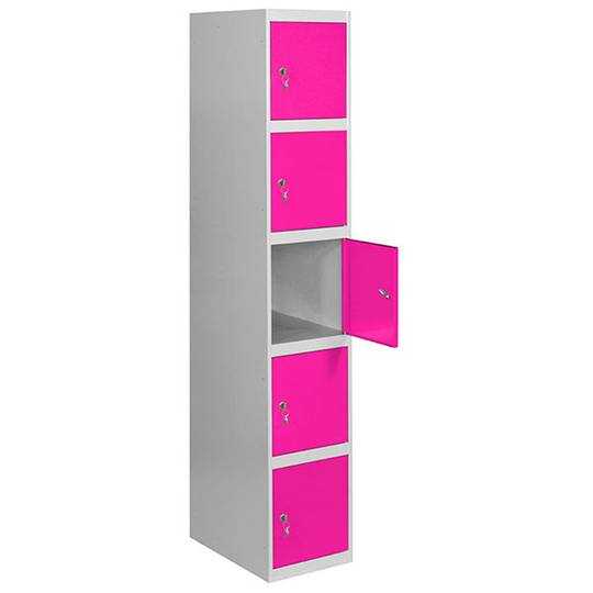 Armadietto portaoggetti in metallo a 1 modulo con 5 scomparti 1800 x 300 x 500 mm di RackMatic nei colori grigio e rosa