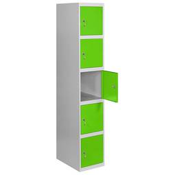 Metalowa szafa magazynowa z 1 modułem z 5 przegródkami 1800 x 300 x 500 mm firmy RackMatic w kolorze szarym i zielonym