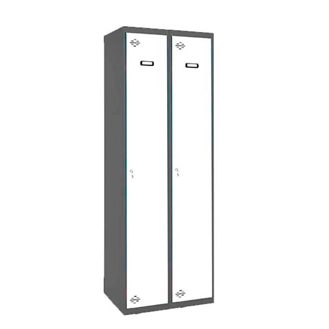 Metal storage locker with 2 modules of 1 compartments 1800 x 600 x 500 mm by Simonrack anthracite and white color