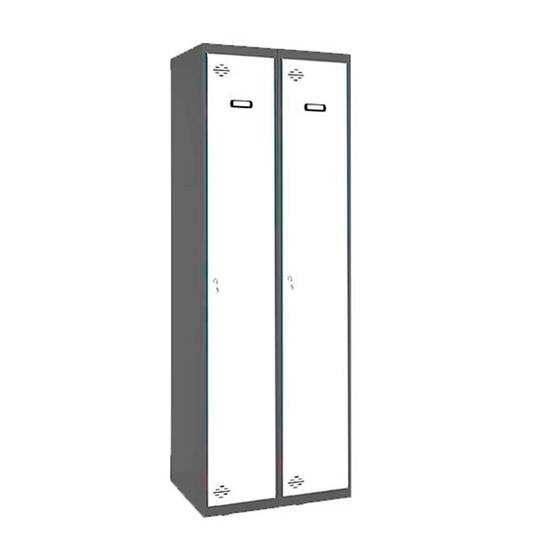 Metal storage locker with 2 modules of 1 compartments 1800 x 600 x 500 mm by Simonrack anthracite and white color