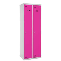 Metalowa szafka magazynowa z 2 modułami po 1 przegródkach 1800 x 600 x 500 mm firmy RackMatic w kolorze szarym i różowym