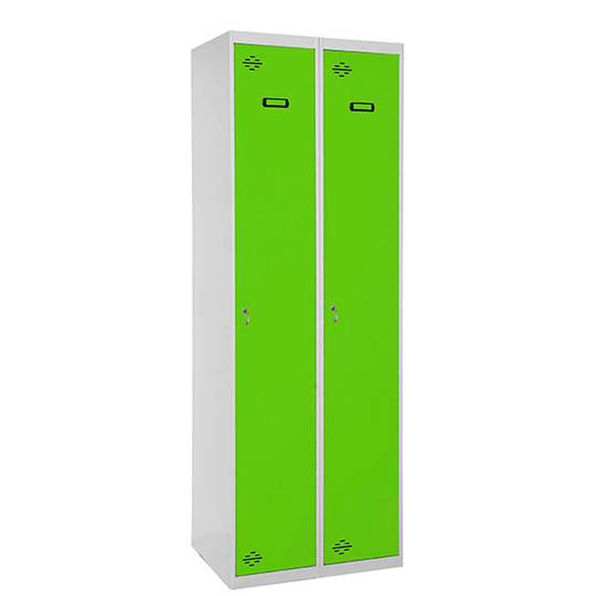 Metalowa szafka magazynowa z 2 modułami po 1 przegródkach 1800 x 600 x 500 mm firmy RackMatic w kolorze szarym i zielonym