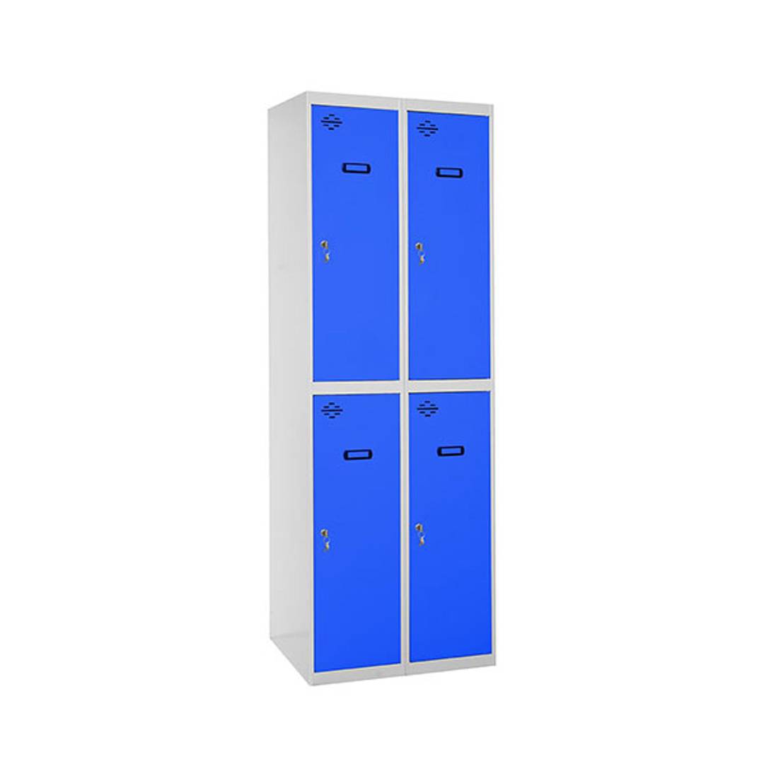 Taquilla consigna de metall de 2 mòduls de 2 compartiments 1800 x 600 x 500 mm de Simonrack color gris i blau