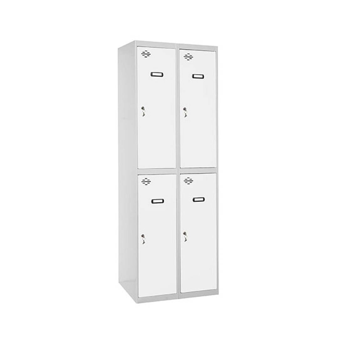 Metalllagerschrank mit 2 Modulen mit 2 Fächern 1800 x 600 x 500 mm von RackMatic in Grau und Weiß
