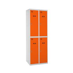 Taquilla consigna de metall de 2 mòduls de 2 compartiments 1800 x 600 x 500 mm de Simonrack color gris i taronja