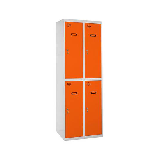 Armário de armazenamento de metal com 2 módulos e 2 compartimentos 1800 x 600 x 500 mm da RackMatic na cor cinza e laranja
