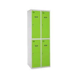 Taquilla consigna de metal de 2 módulos de 2 compartimentos 1800 x 600 x 500 mm Simonlocker Simonrack color gris y verde