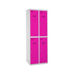Taquilla consigna de metal de 2 módulos de 2 compartimentos 1800 x 600 x 500 mm Simonlocker Simonrack color gris y rosa